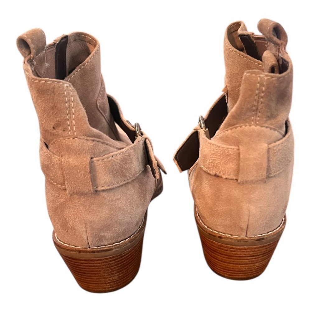 Cole Haan Jensynn Bootie Stone Taupe Suede Ankle Boots Buckle Heel Size 9 - Picture 5 of 8